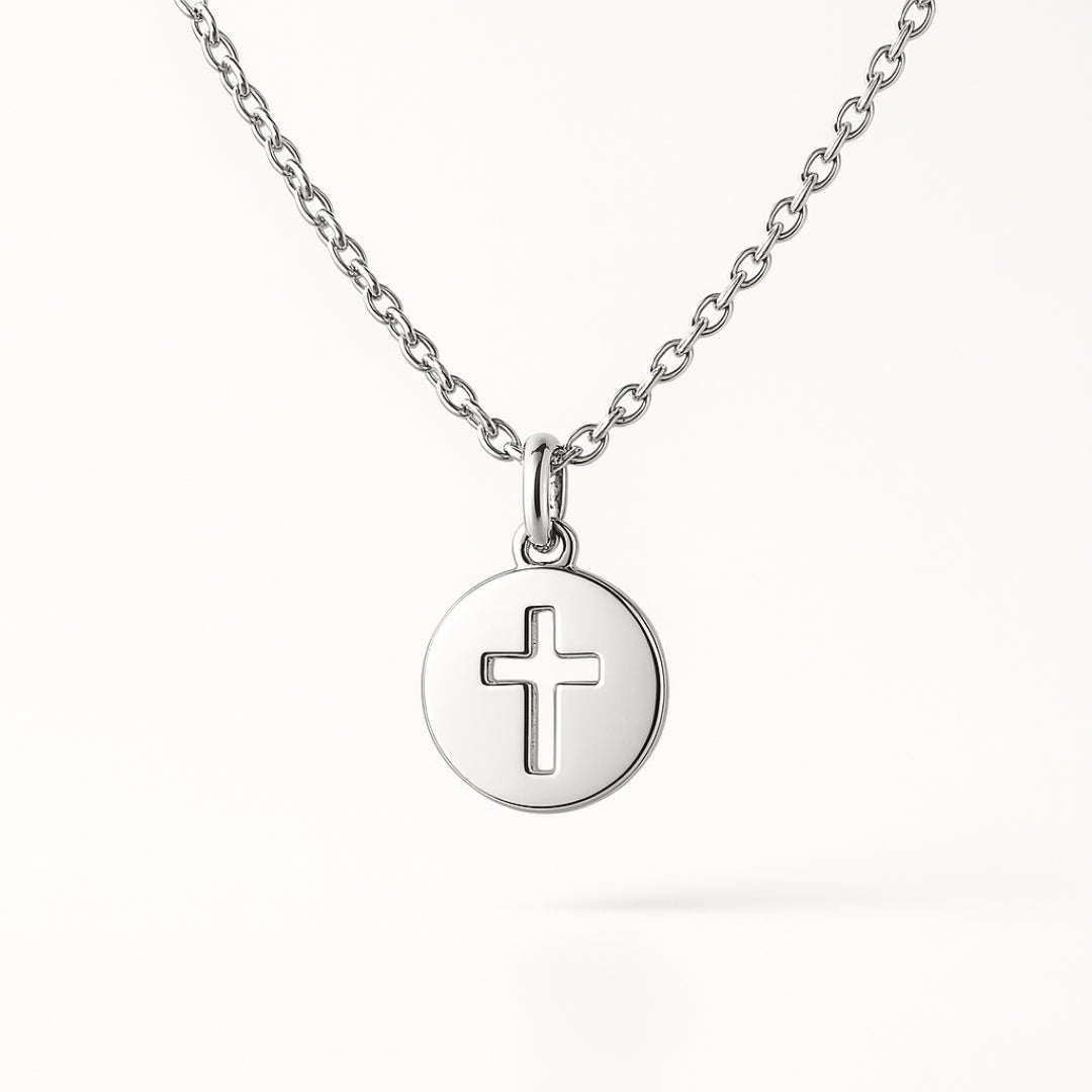 Collar Cruz calada pequeña plata cadena Personalizado HOPS regalo para mujeres niñas comunión