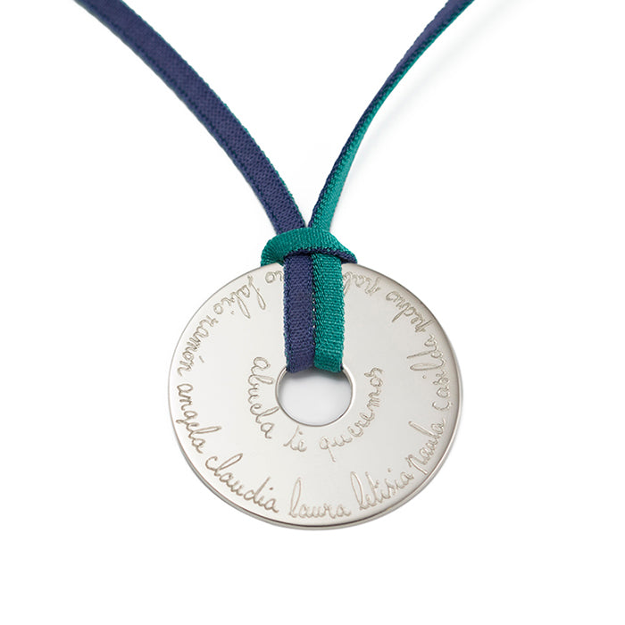 Collar Diana 4cm plata con goma satinada bicolor turques/morado Personalizado HOPS regalo para mujeres profesores