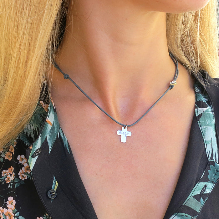 Collar Cruz cordón Personalizado HOPS regalo para mujeres y niños