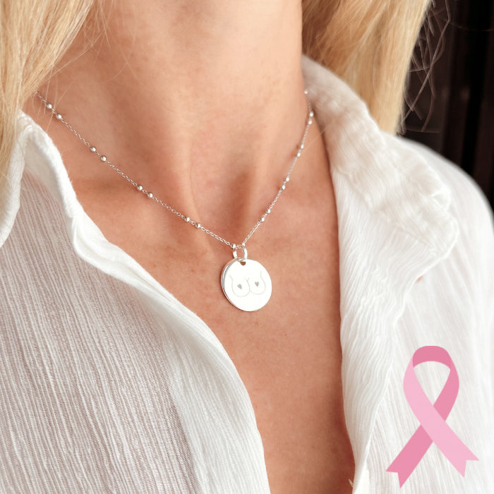 Collar Solidaria Cáncer de Mama Sidonie plata Personalizado HOPS