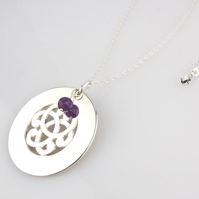 Collar Yasmina Real Grande plata con amatista cadena Personalizado HOPS regalo para mujeres