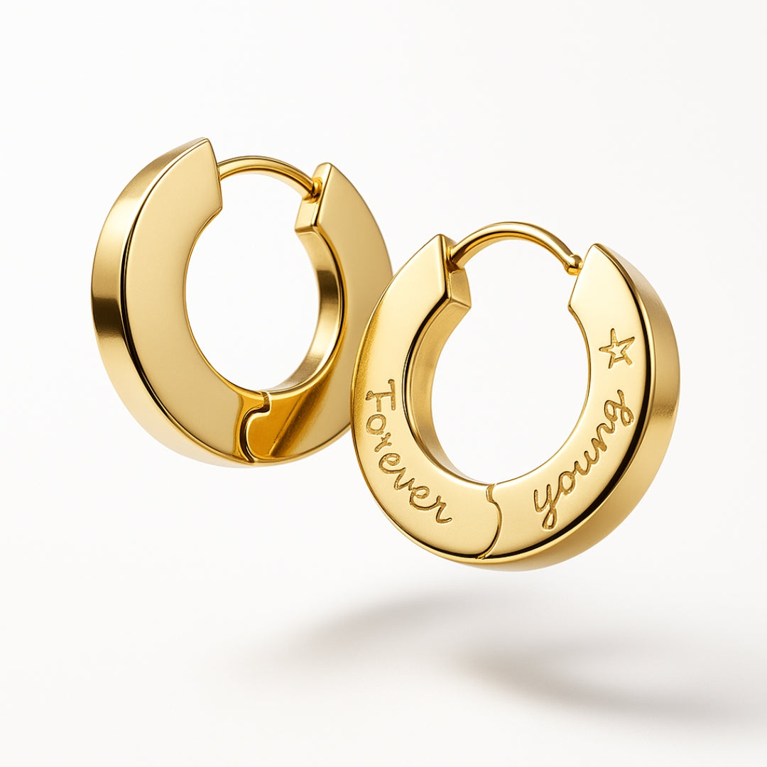 Pendientes Aros Planos 2cm Personalizado HOPS grabados a mano regalo para adolescentes y mujeres