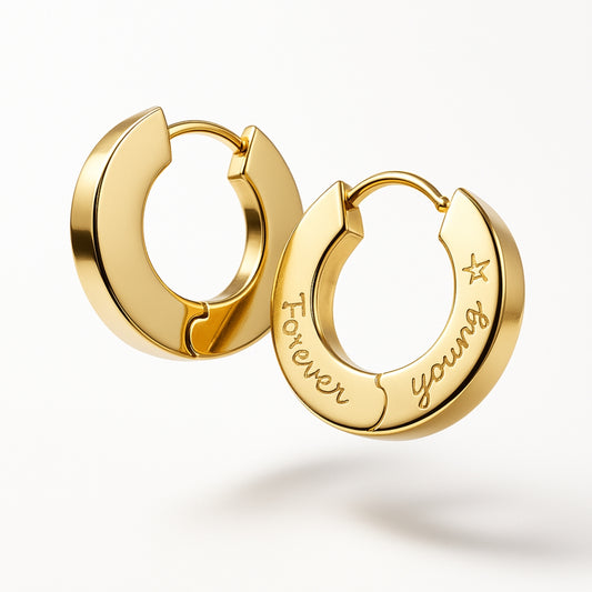 Pendientes Aros Planos 2cm Personalizado HOPS grabados a mano regalo para adolescentes y mujeres