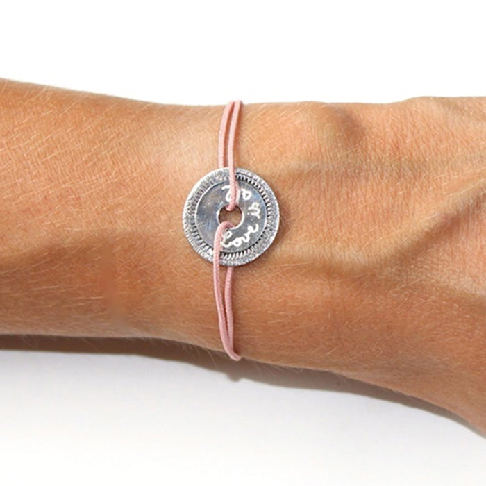Pulsera Diana Sol plata cordón 1mm rosa Personalizado HOPS regalo para mujeres y adolescentes