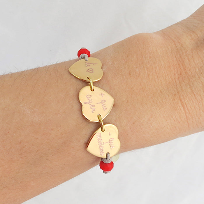 Pulsera Mini Corazón oro cristal rojo Personalizado HOPS regalo para mujeres san valentín día de la madre