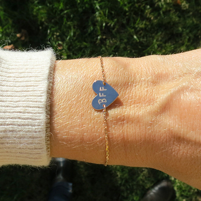 Pulsera Mini Corazón oro cadena Personalizado HOPS regalo para amigas