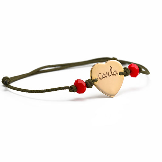 Pulsera MIni Corazón oro cristal rojo Personalizado HOPS regalo para mujeres san valentín