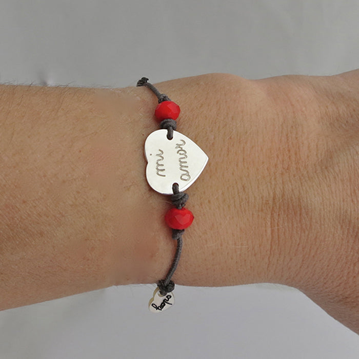 Pulsera Mini Corazón plata cristal rojo Personalizado HOPS regalo para mujeres san valentín
