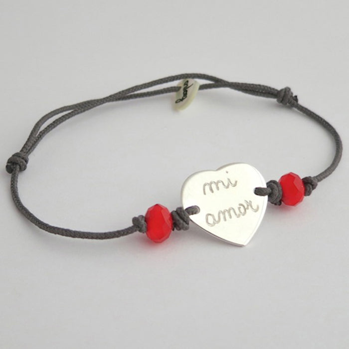 Pulsera Mini Corazón plata cristal rojo Personalizado HOPS regalo para mamá san valentín