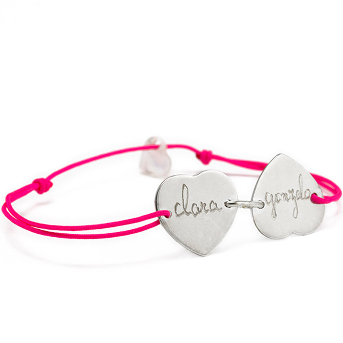 Pulsera Mini Corazón plata 2 medallas Personalizado HOPS regalo para mujeres san valentín