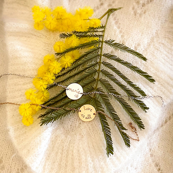 Pulsera Mini Hector cadena plata y oro Personalizado HOPS regalo para día de la madre y adolescentes