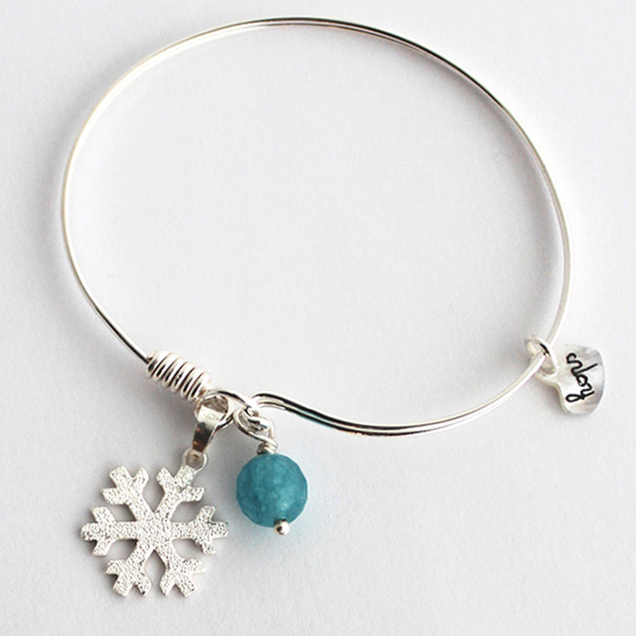 Pulsera Muelle Copo de Nieve plata Personalizado HOPS regalo para niñas y adolescentes