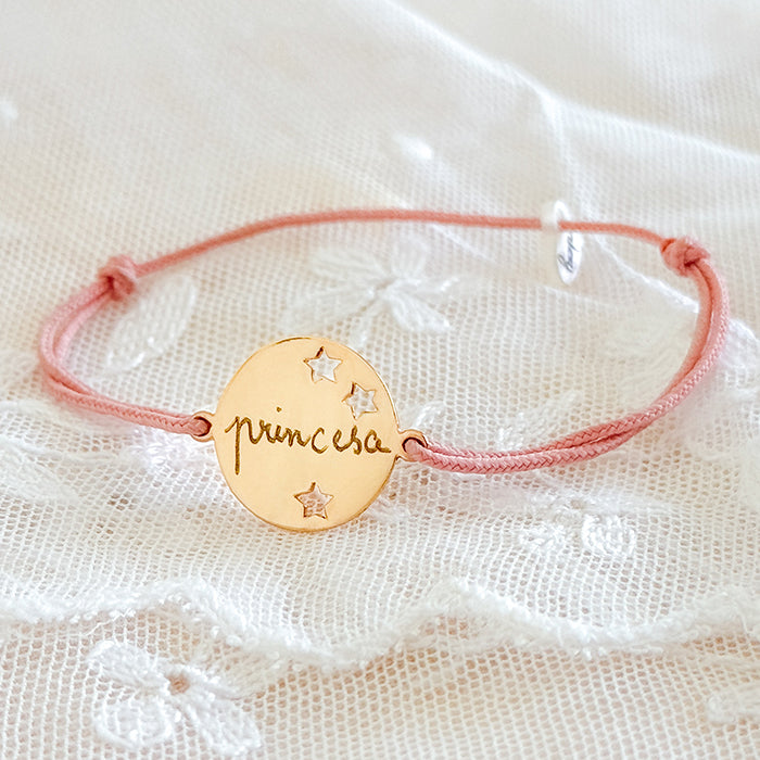 Pulsera Estrellitas oro cordón Personalizado HOPS regalo para niñas comunión