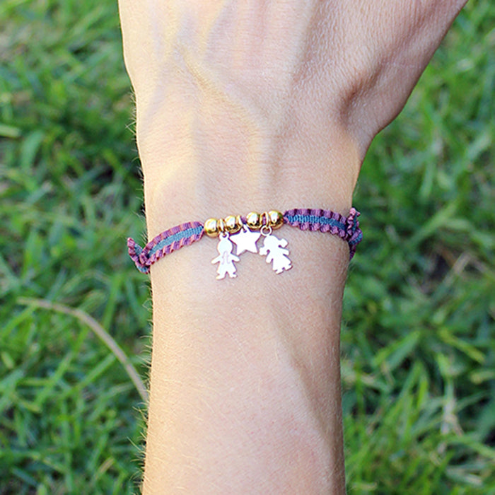 Pulsera Figuritas oro niño, estrella, niña cordón goma oleada Personalizado HOPS regalo para mamá día de la madre