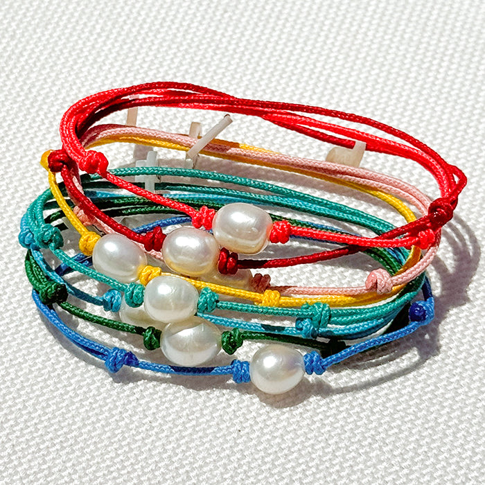 Pulseras perla con cordón multicolor pulsera de verano para mujeres hombres adolescentes y niñas