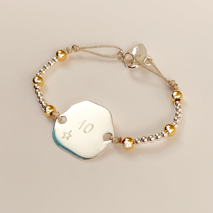 Pulsera Personalizado Burbujas Charco plata HOPS regalo para niña adolescentes