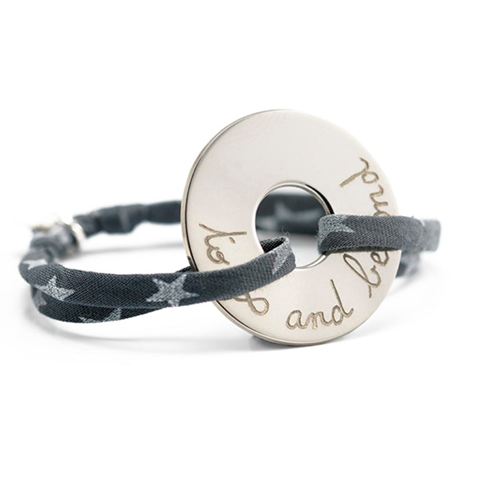 Pulsera Diana 3cm plata cordón liberty gris estrella Personalizado HOPS regalo para mujeres y profesores
