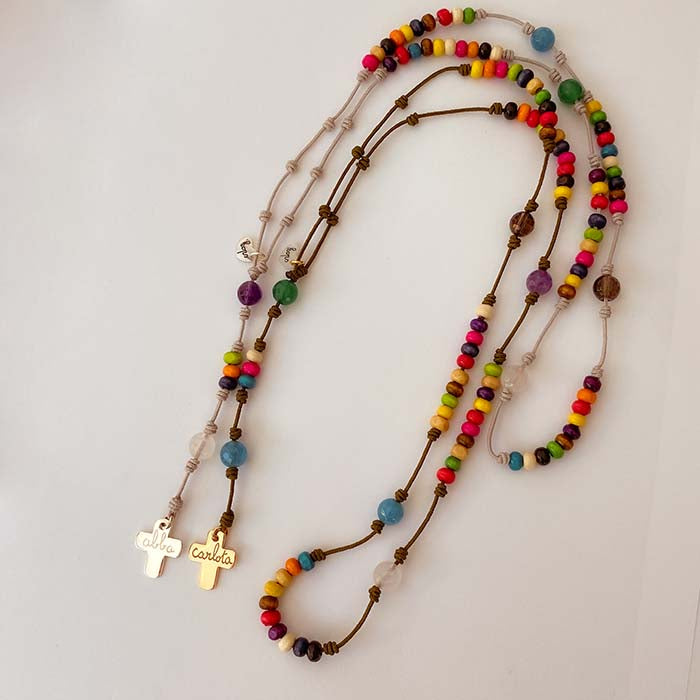 Collar Rosario Hippy Cruz plata y oro Personalizado HOPS regalo para mujeres y hombres