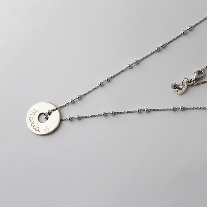 Collar Diana 2cm plata cadena bolitas 42cm Personalizado HOPS regalo para niñas adolescentes