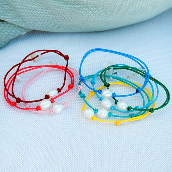 Pulseras perla con cordón multicolor pulsera de verano para mujeres hombres adolescentes y niñas