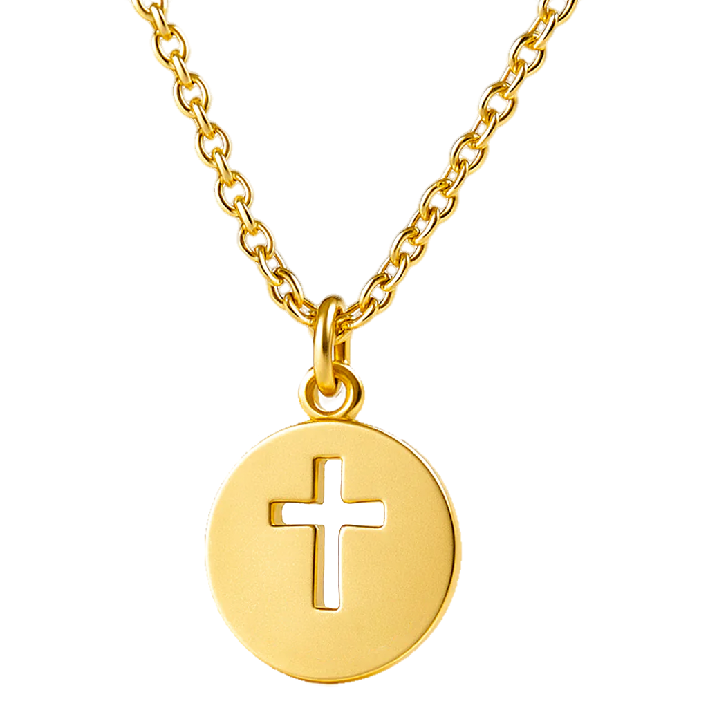 Collar Colgante Redondo Cruz Calada Personalizable