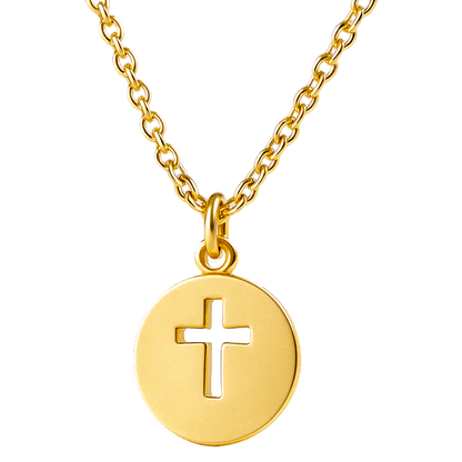 Collar Colgante Redondo Cruz Calada Personalizable