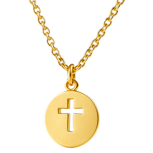 Collar Colgante Redondo Cruz Calada Personalizable