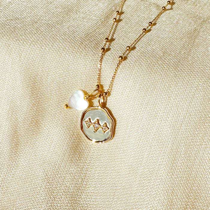 Collar Trinity con cadena bolitas y corazón nácar Personalizado HOPS regalo para mujeres y adolescentes