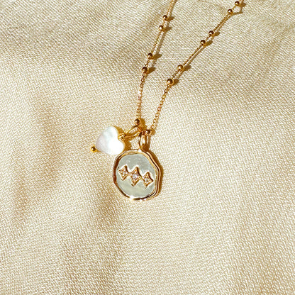 Collar Trinity con cadena bolitas y corazón nácar Personalizado HOPS regalo para mujeres y adolescentes
