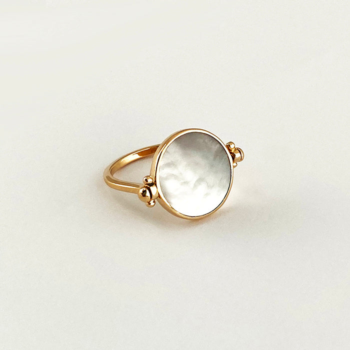 Anillo Giratorio Madre Perla y Oro Personalizado HOPS regalo para mujeres 