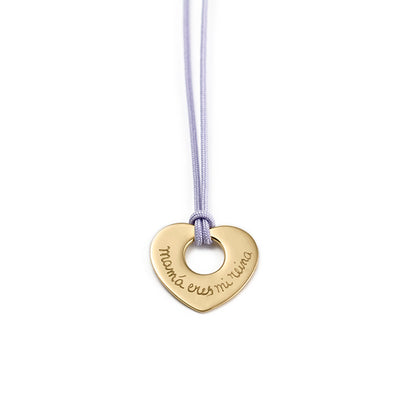 Collar Diana Corazón Personalizable cordón lila 2cm HOPS regalo para mamá día de la madre comunión san valentin 