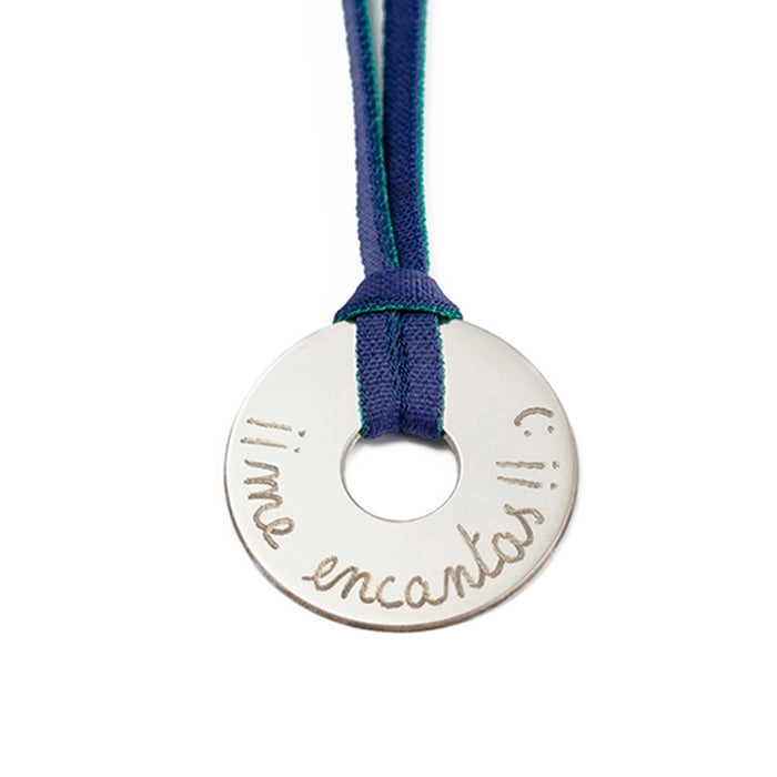 Collar Diana 3cm plata con goma satinada bicolor turquesa/morado Personalizado HOPS regalo para mujeres y profesores