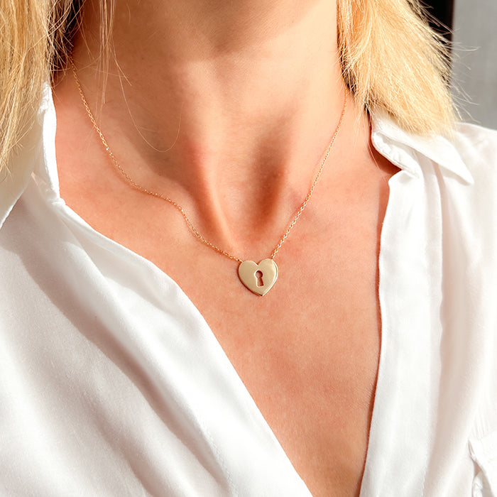 Collar Corazón Candado Cadena Personalizable HOPS regalo para mujeres adolescentes y san valentin