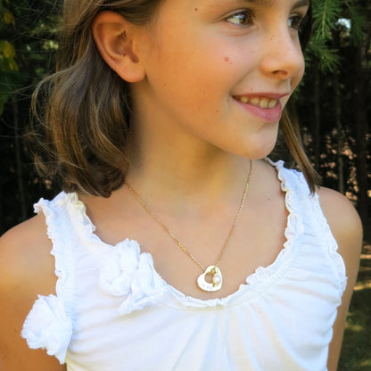 Collar Diana Corazón oro cadena con perla Personalizado HOPS regalo para niñas comunión