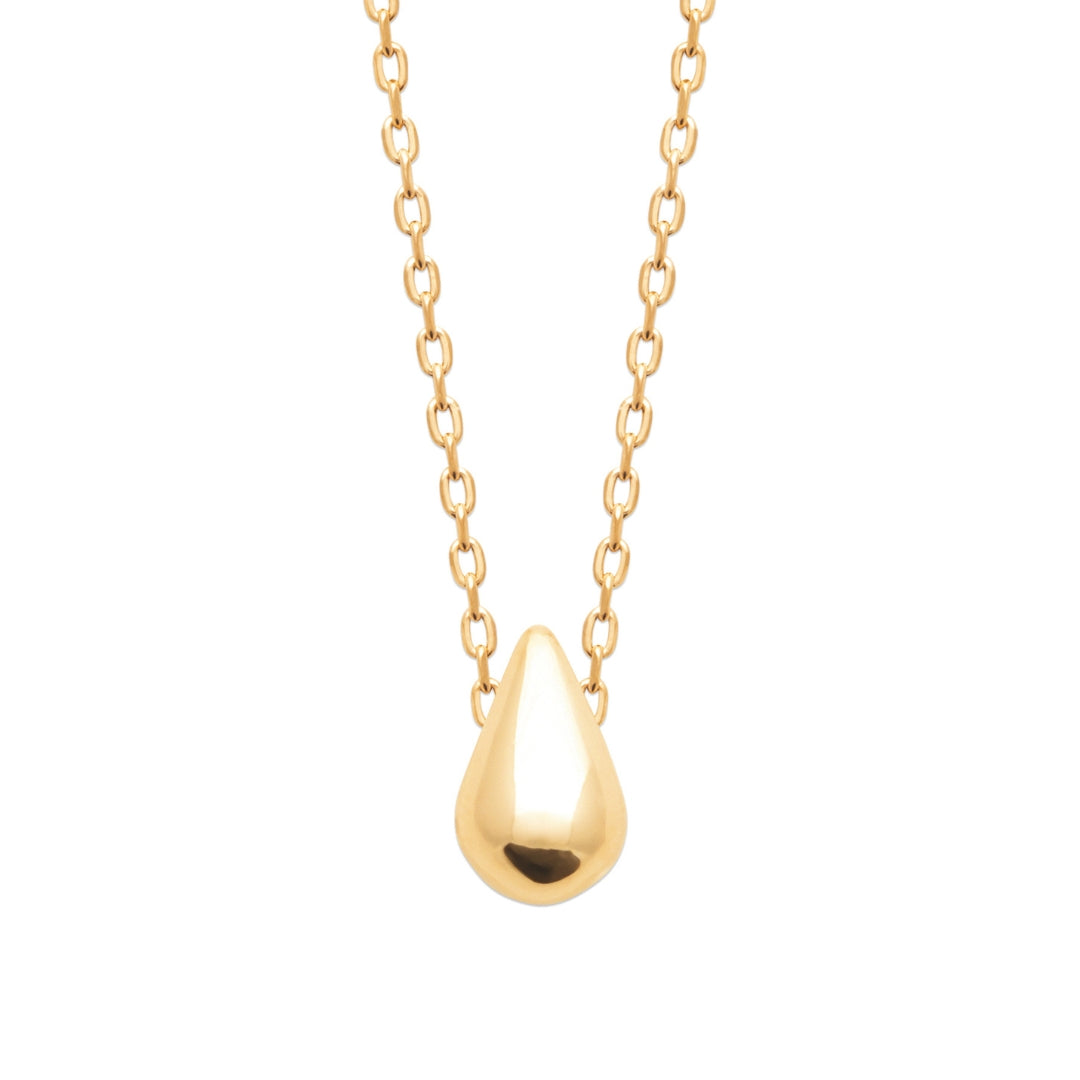 Collar gota de agua oro con cadena resistente al agua. Regalo para mujeres y adolescentes