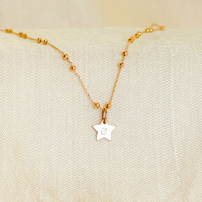 Collar Mini Estrella oro cadena bolitas Personalizado HOPS regalo para mujeres y adolescentes