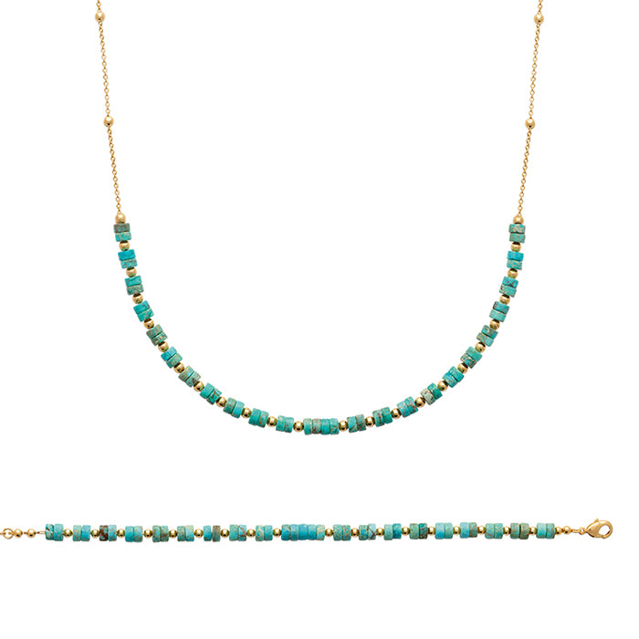 Collar o Pulsera Turquesa con cadena bolitas Personalizado HOPS regalo para mujeres y adolescentes