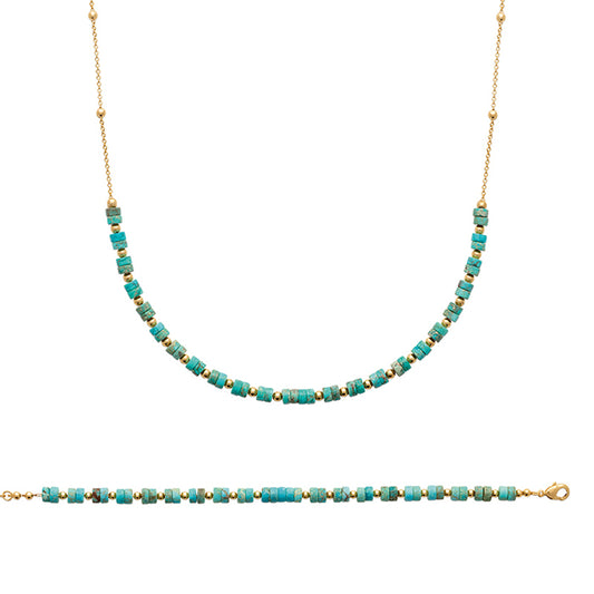 Collar o Pulsera Turquesa con cadena bolitas Personalizado HOPS regalo para mujeres y adolescentes