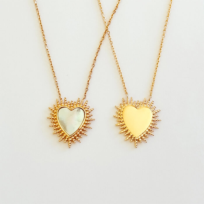 Collar Corazón Ardiente Nácar Personalizado HOPS