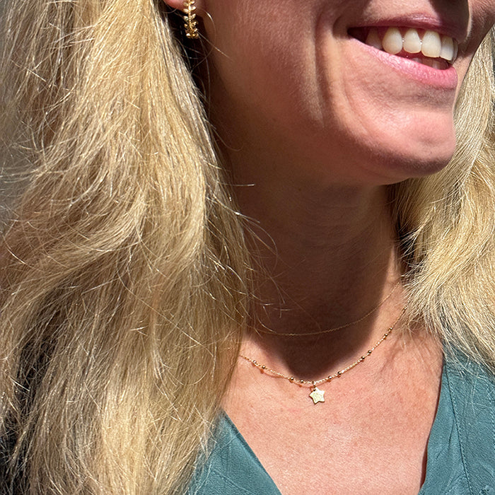 Collar Mini Estrella oro cadena bolitas Personalizado HOPS regalo para mujeres y adolescentes