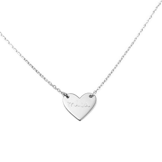 Collar Mini Corazón cadena plata Personalizado HOPS regalo para san valentín