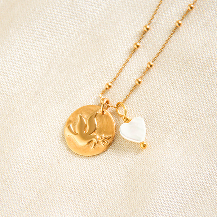 Collar Paloma con ramo oro cadena bolitas con corazón nácar Personalizado HOPS regalo para mujeres y adolescentes
