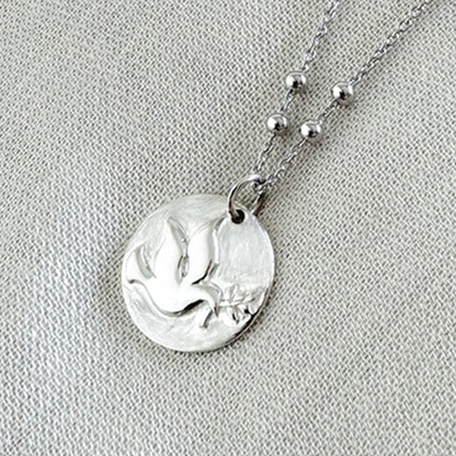 Collar Personalizado Paloma ramo plata cadena bolitas 42cm HOPS regalo para mujeres y adolescentes