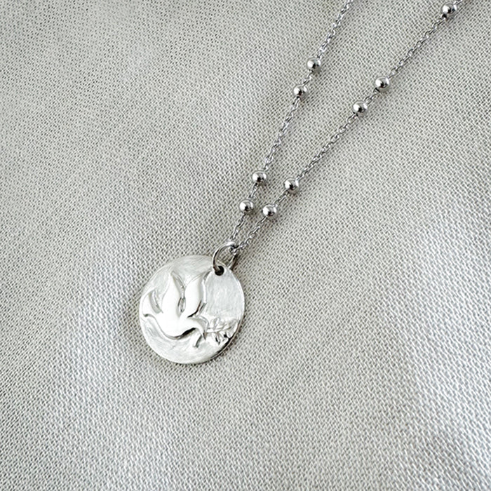 Collar Personalizado Paloma ramo plata cadena bolitas 42cm HOPS regalo para mujeres y adolescentes