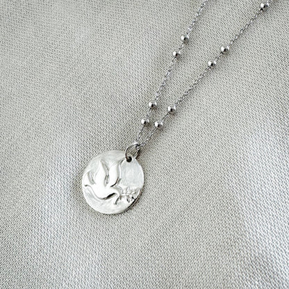 Collar Personalizado Paloma ramo plata cadena bolitas 42cm HOPS regalo para mujeres y adolescentes