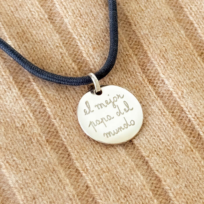 Collar personalizado Sidonie redondo plata de ley regalo hombres para día del padre