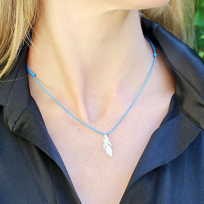 Collar Pluma plata cordón Personalizado HOPS regalo para mujeres y adolescentes