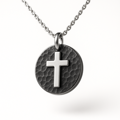 Collar religioso Cruz fondo plata oscuro regalo para niños comunión Personalizado HOPS