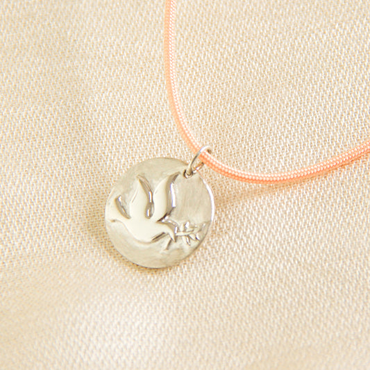 Collar religioso Paloma de la paz con ramo personalizado