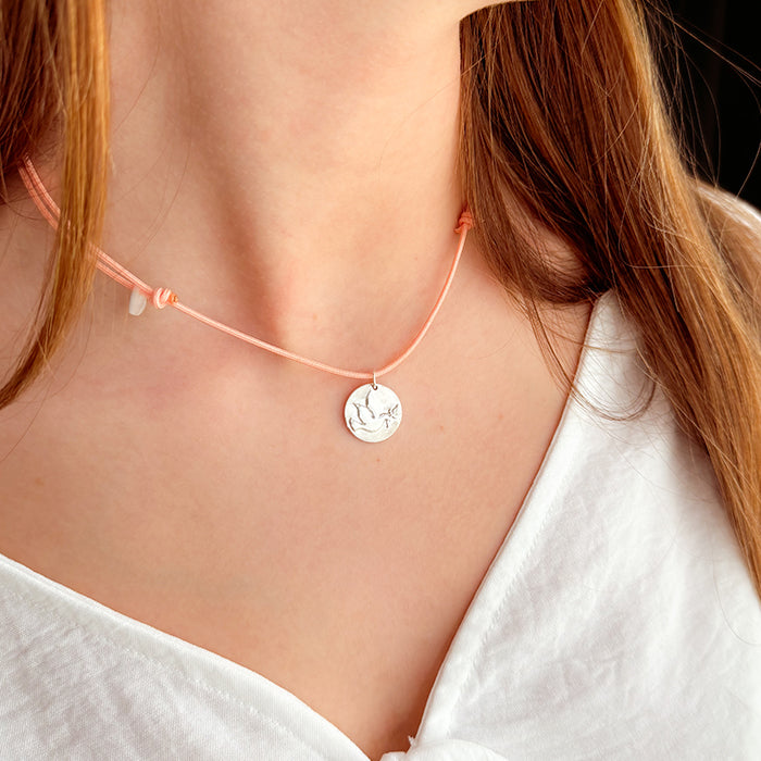 Collar Paloma con ramo plata cordón Personalizado HOPS regalo para adolescentes y mujeres